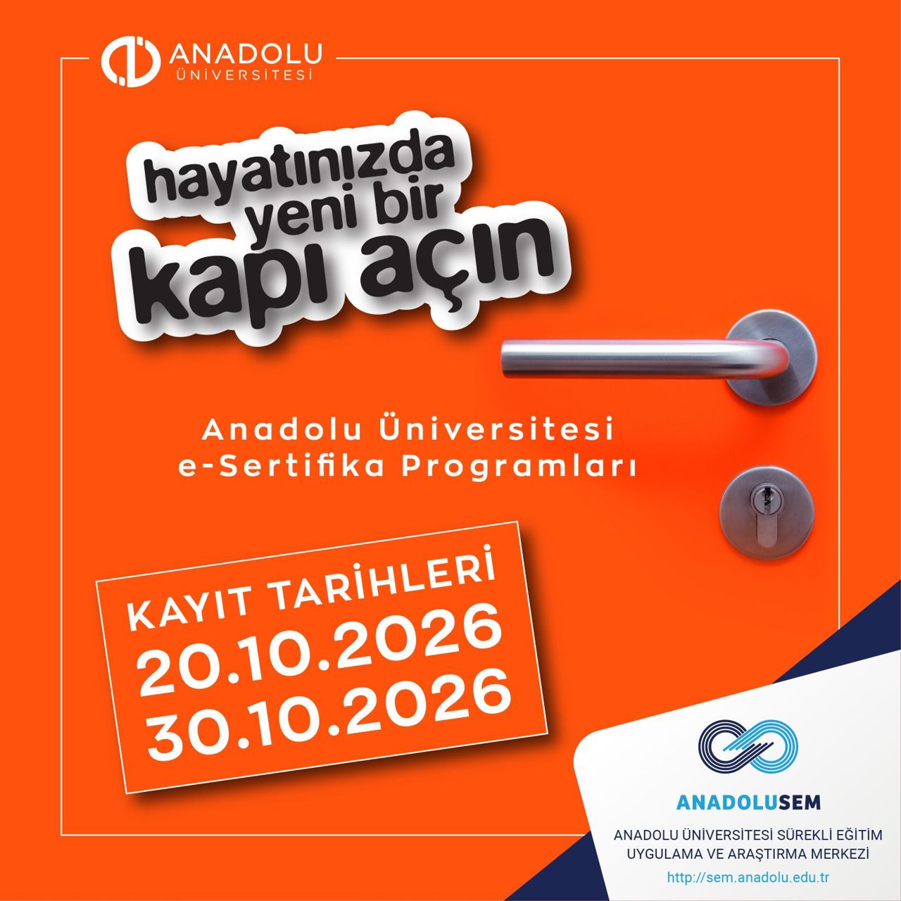 Anadolu Üniversitesi e-Sertifika Programları için başvurular 30 Ekim'e kadar